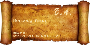 Borsody Anna névjegykártya